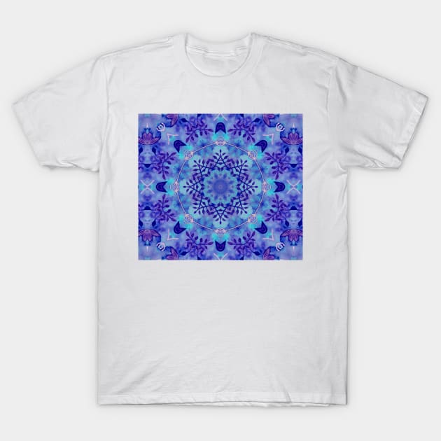 Blue Winter Mandala T-Shirt by sarahwainwright